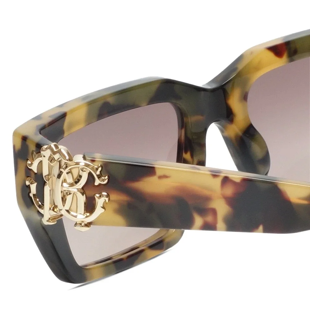 Roberto Cavalli SRC016 0AGG Sunglasses Women's Tortoise Oversized Square Italy